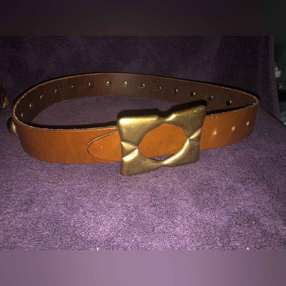 Dolce & Gabbana Women’s Brown Leather Belt Studded Size 36 Made In Italy